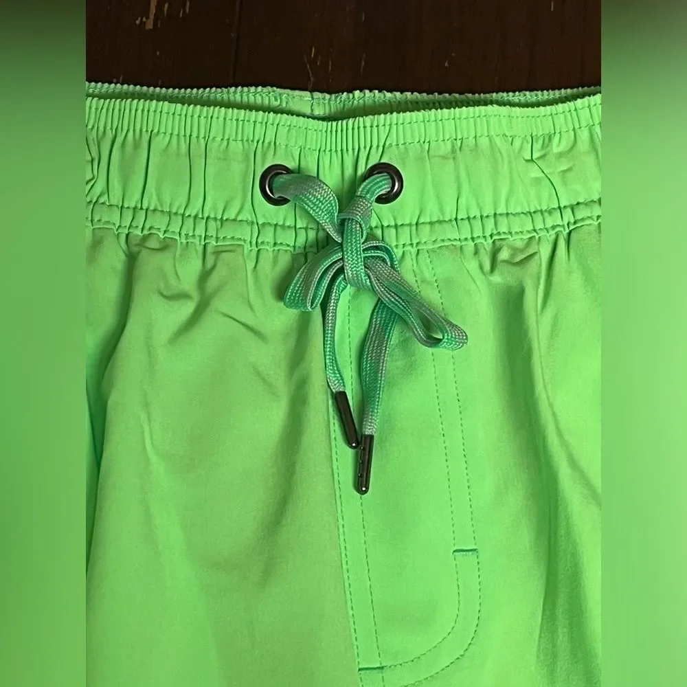 NWT George Mens neon green Swim Trunks 7” Swim Shorts Lined Small (28 - 30)